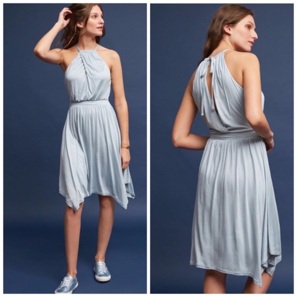 Anthropologie Moulinette Soeurs Rochelle Halter Dress in Blue XS